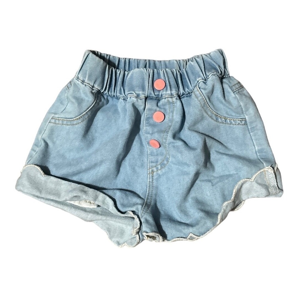 Girls Denim Ruffle Shorts Blue Pull‑On Size 4